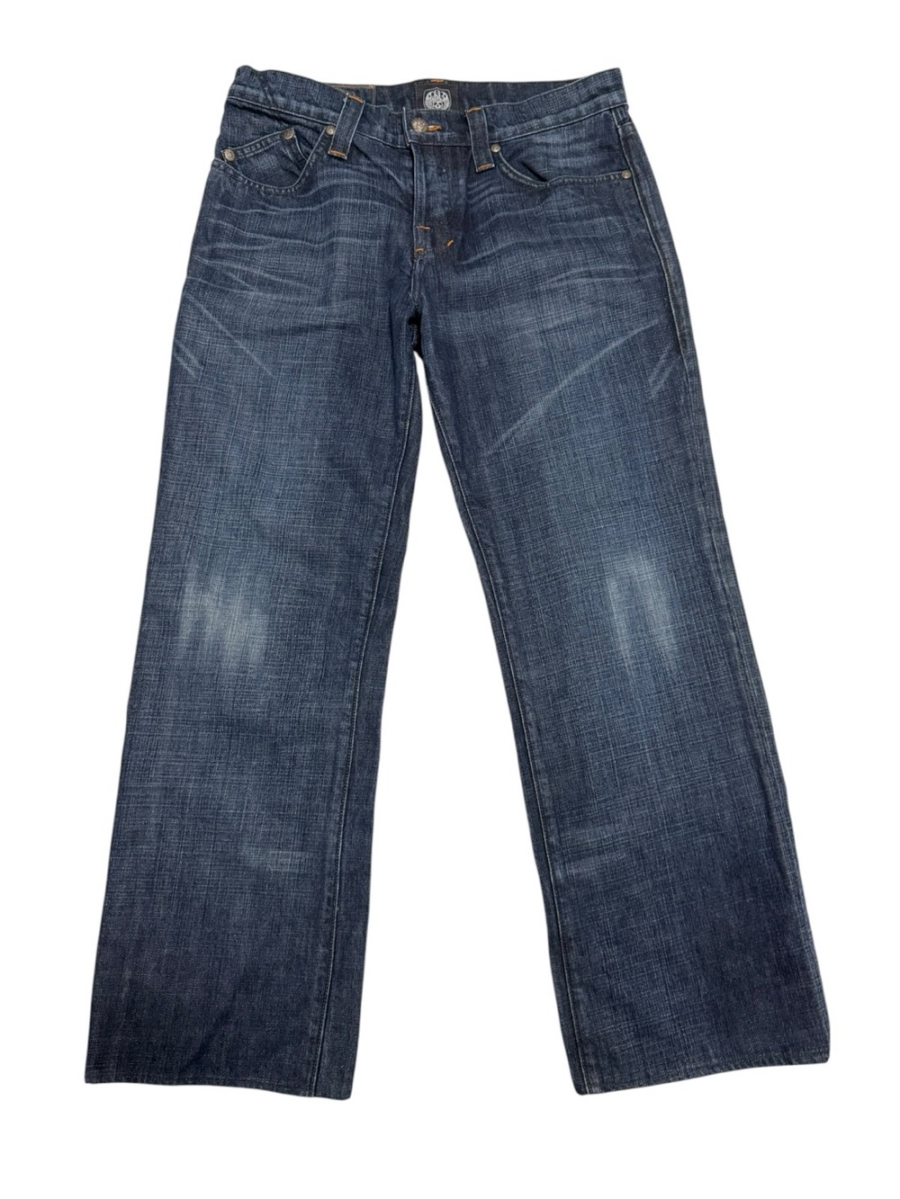 Rock & Republic Men’s Bootcut Jeans Size 34 Dark Wash Distressed Denim